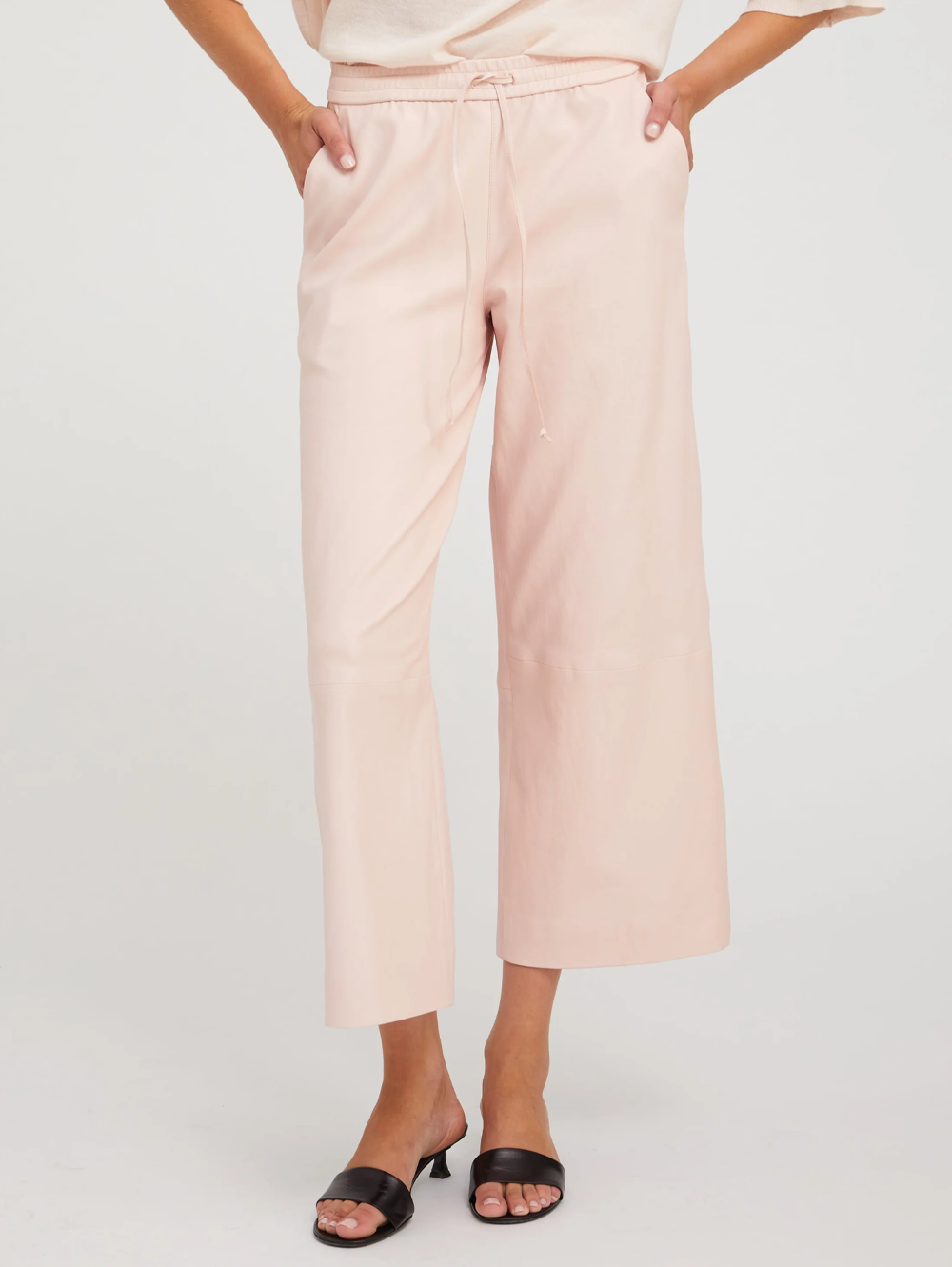 Ballet Leather Cropped Baggy Pants