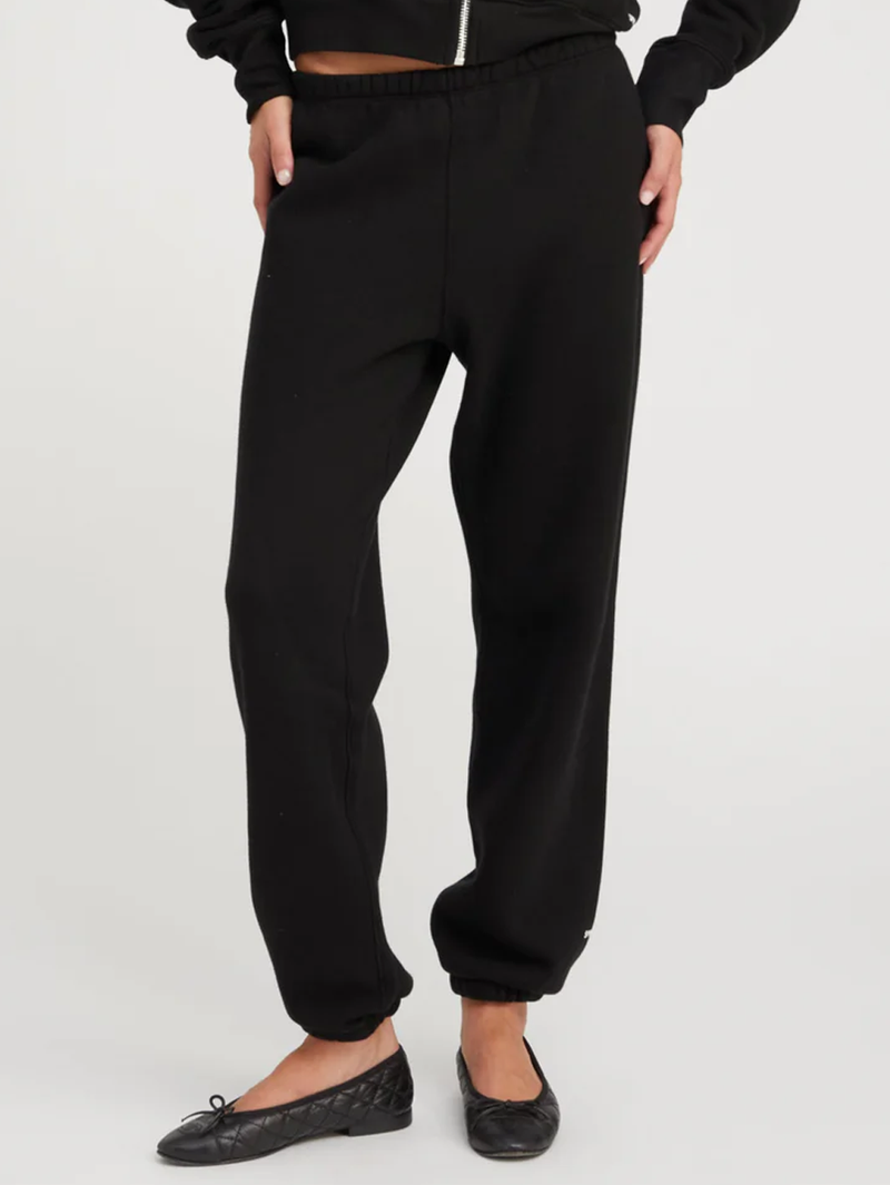Black Cotton Mini Logo Sweatpants