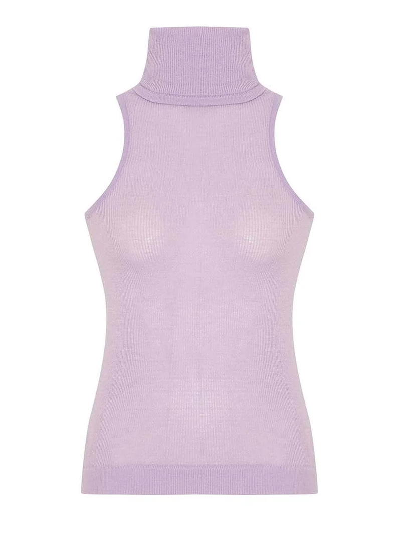 Nomia Sheer Knit Sleeveless Turtleneck