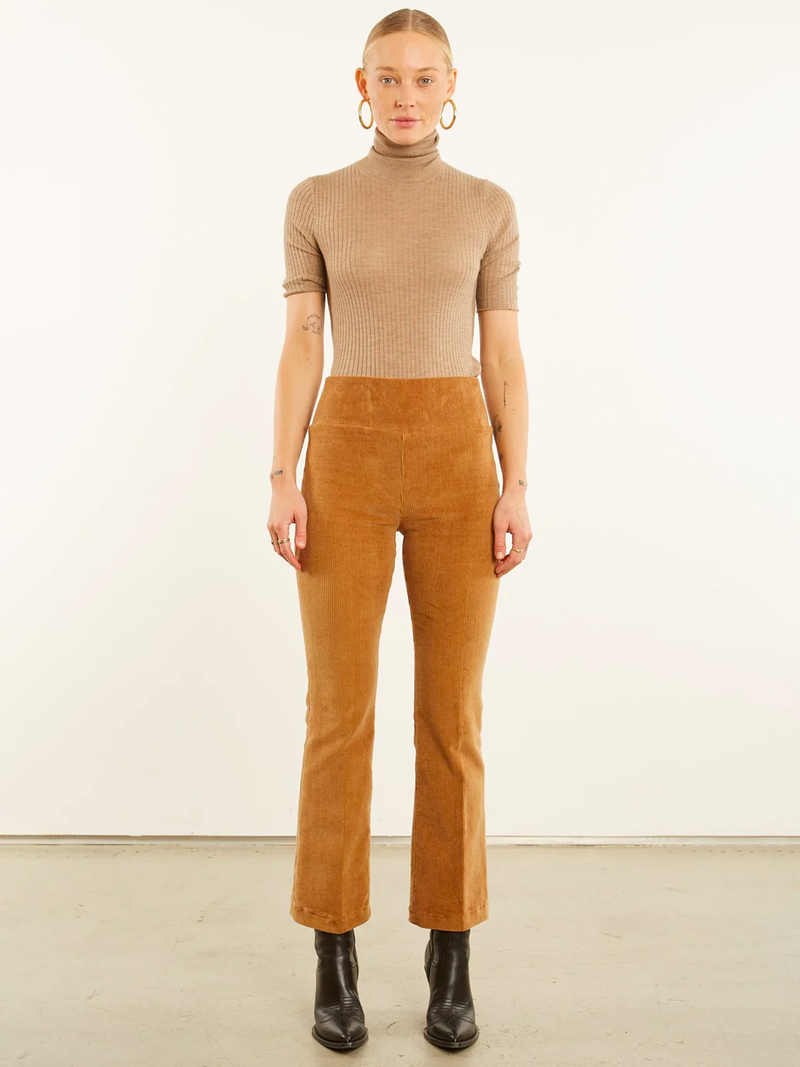 Camel Corduroy Ankle Flare Pant