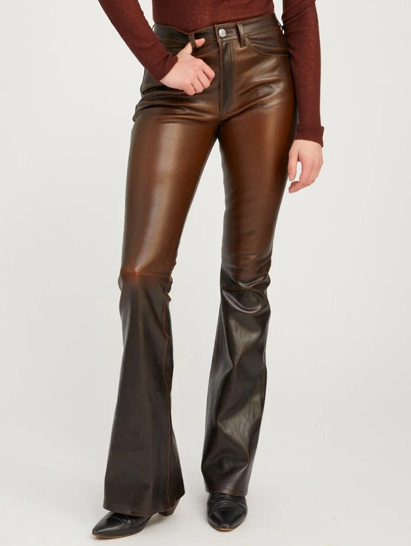 Burnt Umber Leather 5 Pocket Micro Flare