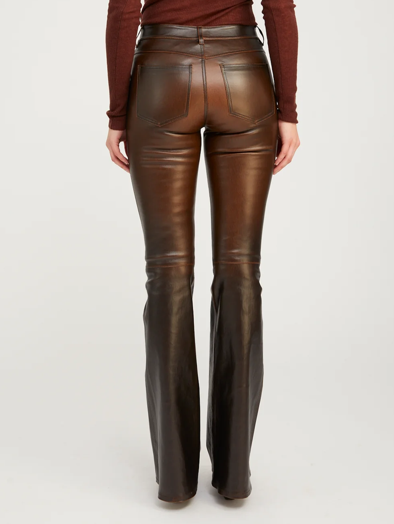 Burnt Umber Leather 5 Pocket Micro Flare