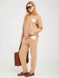 Almondine Cashmere Heart Logo Sweatpants