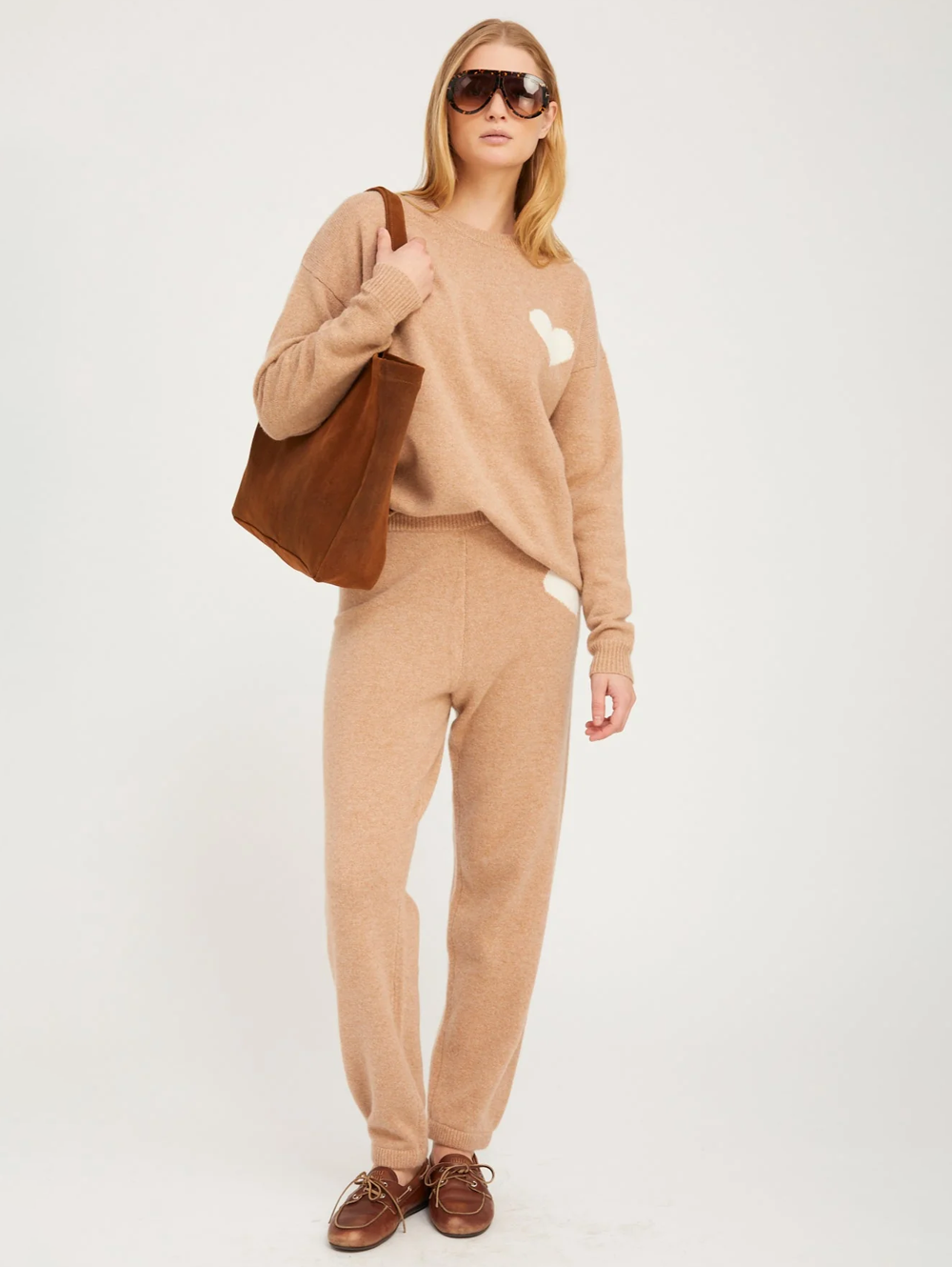 Almondine Cashmere Heart Logo Sweatshirt
