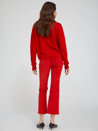 Red Corduroy Ankle Flare with Princess Seams