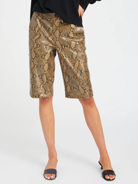 Tan Python Leather Bermuda Shorts