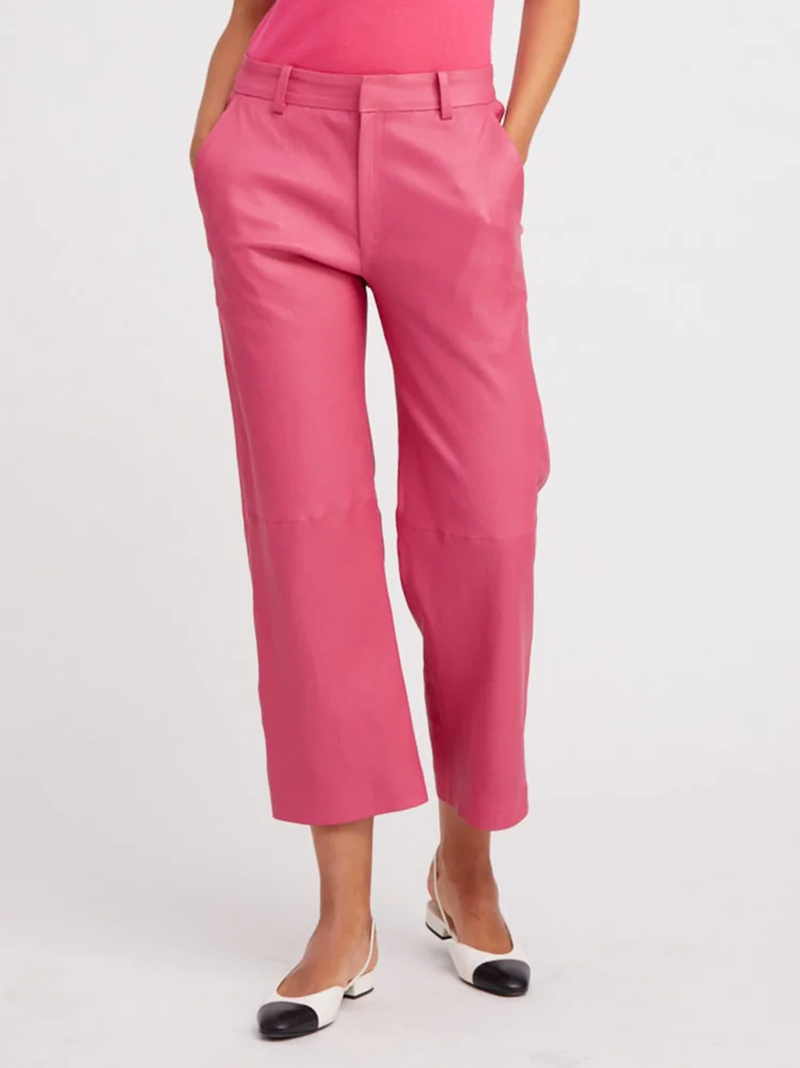 Hot Pink Cropped Baggy Lowrise Trousers