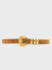 Siena Satin Gold Three Loop Belt in Tan
