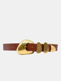 Wila Solid Brass Buckle Belt in Cognac