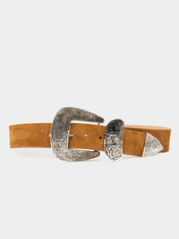 Braun Big West Silver Buckle Belt in Tan