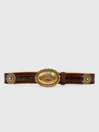 Brass Turquoise Conchos Belt in Brown