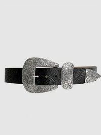 Braun Antique Silver Buckle Belt in Black