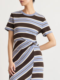 Short Sleeve Cody Dress in Dark Fig/Winter Sky/Cream Multi