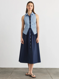 Hannah Midi Dress by TANYA TAYLOR-CLOUDY BLUE/OPTIC WHITE-AMY Atelier