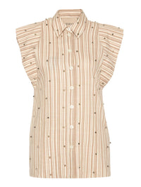 THEO Astraea Stripe Embellished Sleeveless Shirt in Sand in SAND/SILVER – Image 6