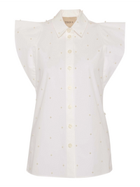 THEO Astraea Stripe Embellished Sleeveless Shirt in White in WHITE/PEARL – Image 5