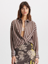 Echo Pearly Shirt in Koffee by THEO-KOFFEE/GOLD-AMY Atelier