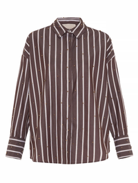 Echo Pearly Shirt in Koffee by THEO - View 4