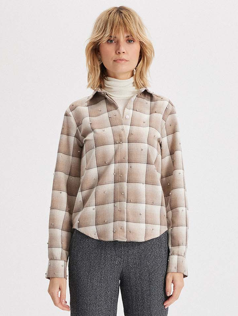 Europa Plaid Flannel Crystal Shirt