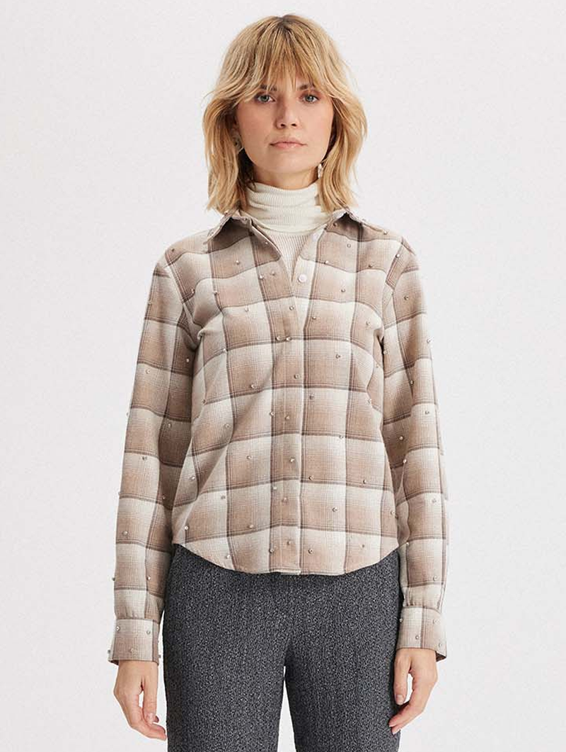 Europa Plaid Flannel Crystal Shirt