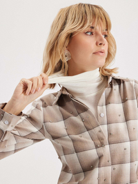 Europa Plaid Flannel Crystal Shirt