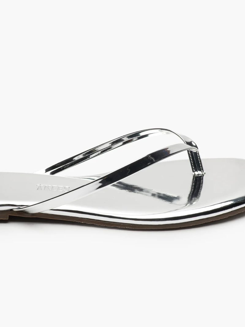 Square Toe Lily Mirror Flip Flop in Chrome