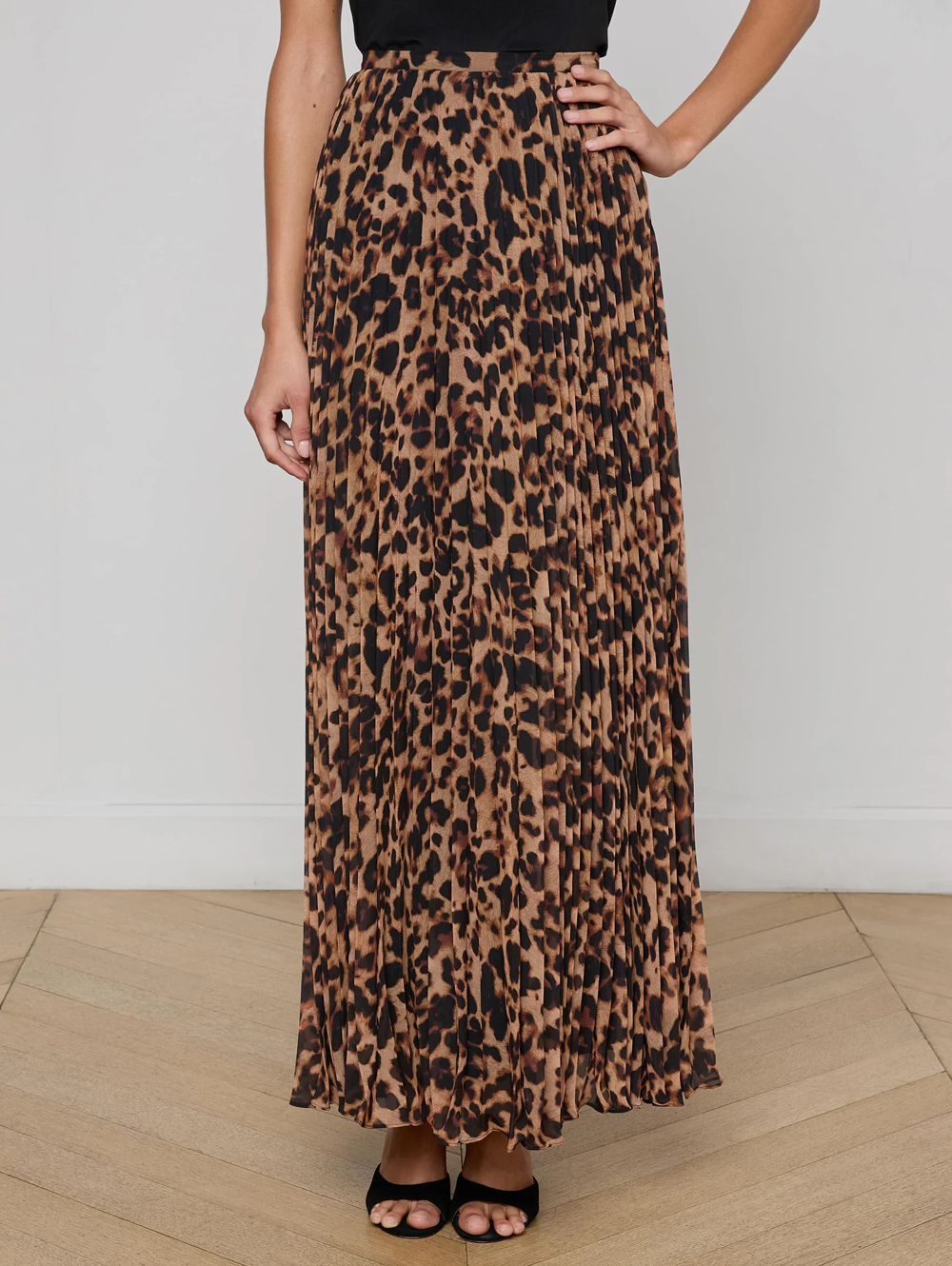 Torin Pleated Leopard Maxi Skirt