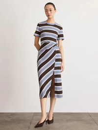 Short Sleeve Cody Dress in Dark Fig/Winter Sky/Cream Multi