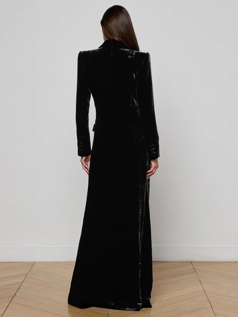 Stormi Velvet Tuxedo Maxi Dress