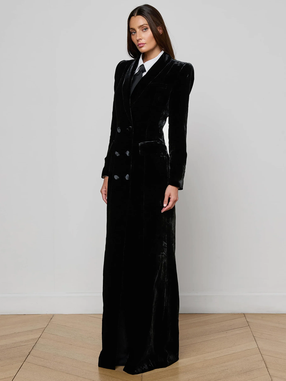 Stormi Velvet Tuxedo Maxi Dress