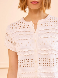 Abriana Eyelet Knit Cardigan in Cowrie by ULLA JOHNSON - View 3