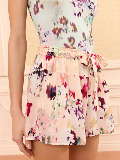 Aurielle Silk Shorts in Summer Garden