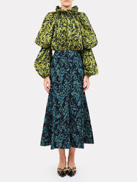ULLA JOHNSON Beatriz Long Sleeve Cotton Blouse in Chartreuse – Image 1