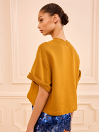 Cove Short Sleeve Terry Top in Tourmaline by ULLA JOHNSON - View 3