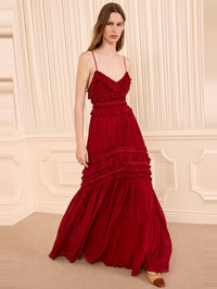 ULLA JOHNSON Dorothea Sleeveless Silk Gown in Cerise – Image 1