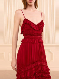 ULLA JOHNSON Dorothea Sleeveless Silk Gown in Cerise – Image 2