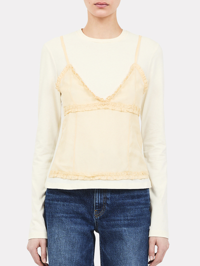 Freda Long Sleeve Cotton Top in Pearl