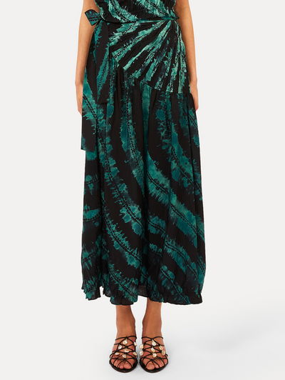 Freya Shibori Dyed Skirt in Malachite