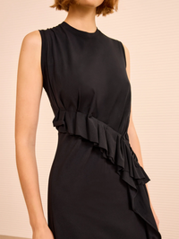 ULLA JOHNSON Jeune Ruffled Dress in NOIR – Image 3