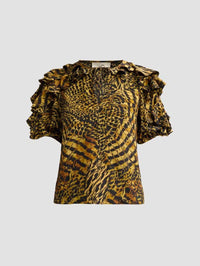 ULLA JOHNSON Josephine Short Sleeve Silk Top in Wren – Image 2