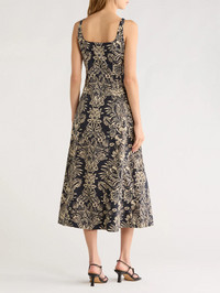 Natali Tank A-Line Dress in Noir Flora by ULLA JOHNSON - View 2