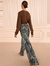 ULLA JOHNSON Sawyer Wide Leg Silk Pant in Prussian – Image 4