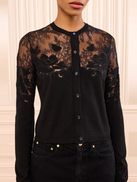 ULLA JOHNSON Talia Lace Cardigan in Noir – Image 3