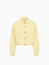 ULLA JOHNSON THE BRIAR COLLARLESS DENIM JACKET IN CHANTILLY - 1