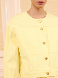 ULLA JOHNSON THE BRIAR COLLARLESS DENIM JACKET IN CHANTILLY - 3