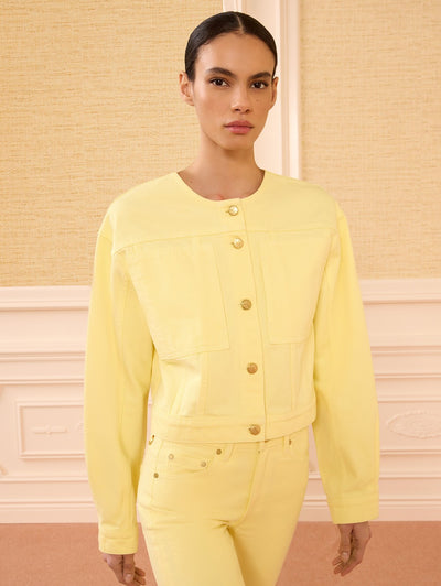 The Briar Collarless Denim Jacket in Chantilly