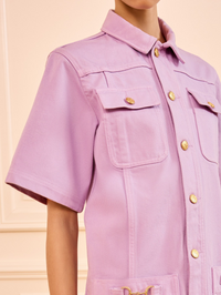 The Painters Denim Mini Dress by ULLA JOHNSON - View 3