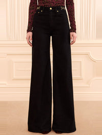 ULLA JOHNSON The Stretch Valory Flare Jean in Noir – Image 3
