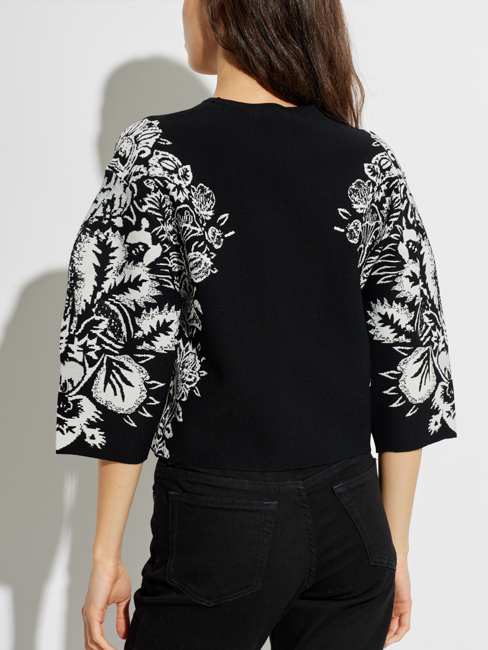 Alara 3/4 Sleeve Jacquard Pullover