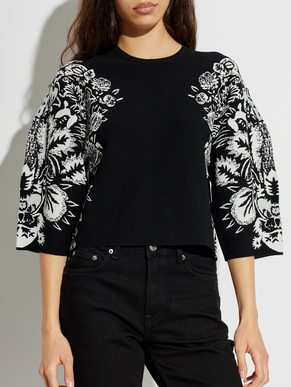 Alara 3/4 Sleeve Jacquard Pullover